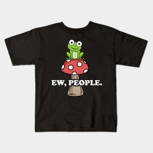 Ew People Cottagecore Funny Frog Mushroom Pun Retro Vintage Kids T-Shirt
